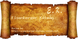 Eisenberger Kálmán névjegykártya